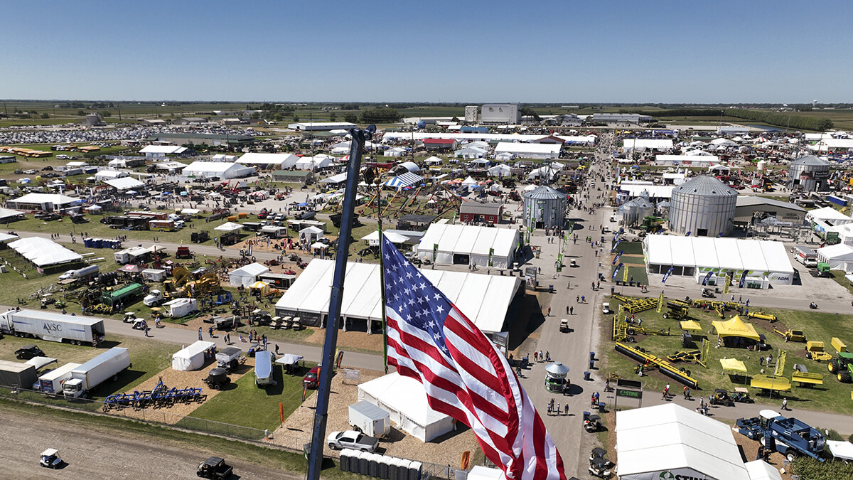 Vista aérea da Farm Progress Show 2025